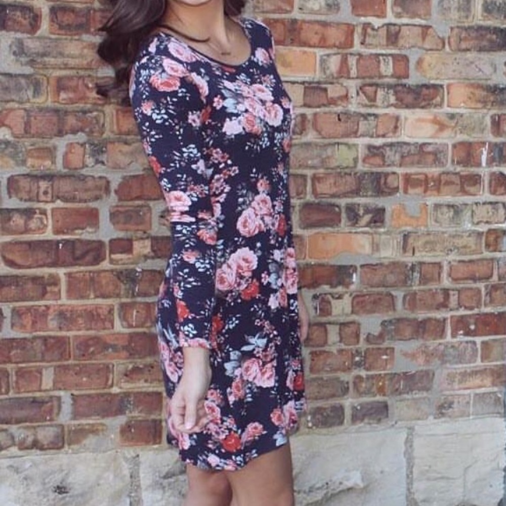 Floral, long sleeved dress